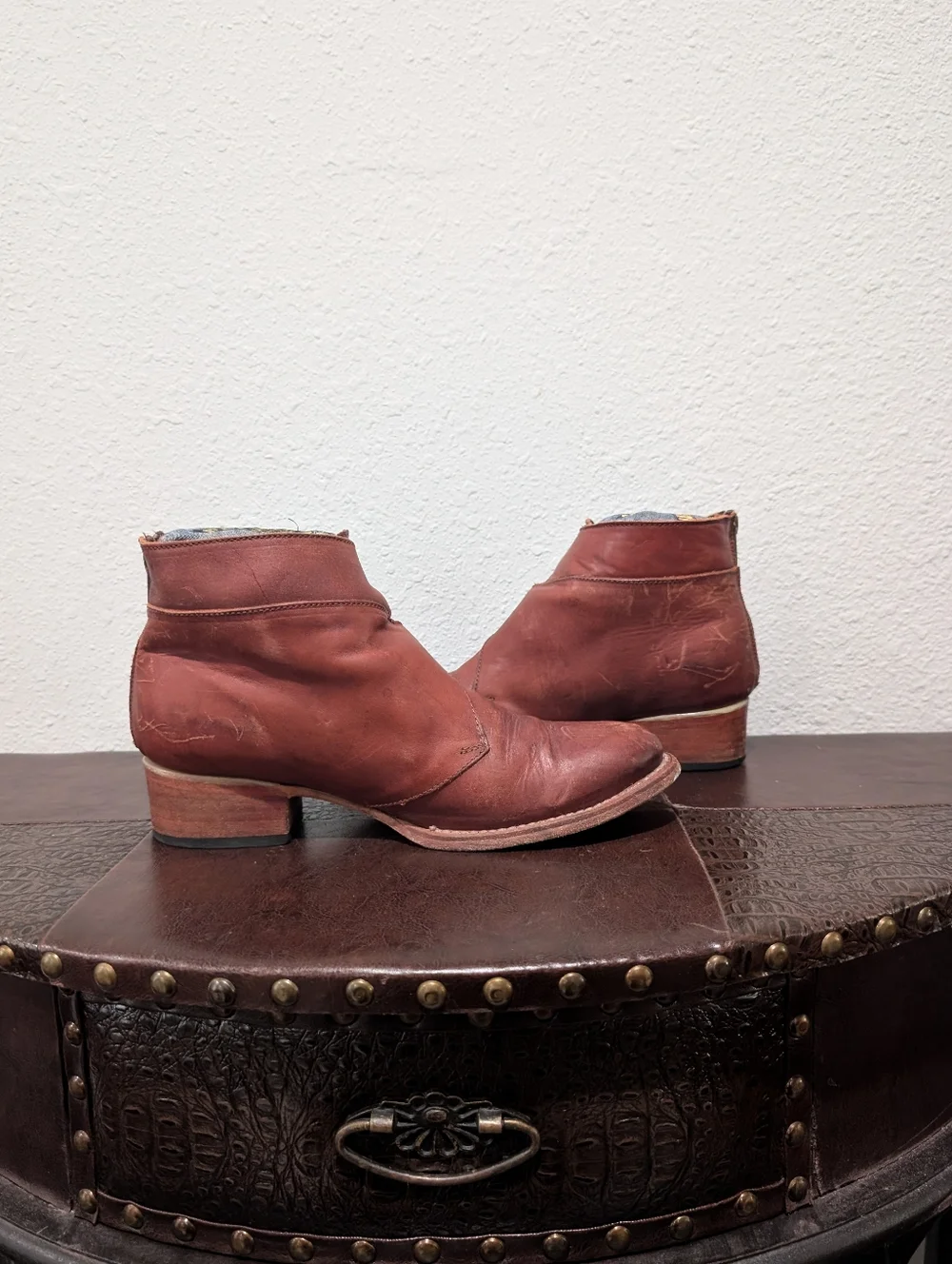 Freebird Saga Distressed Leather Buckle Booties Size 9